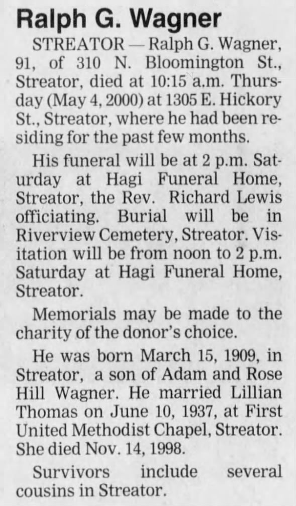Obituary for Ralph Wagner